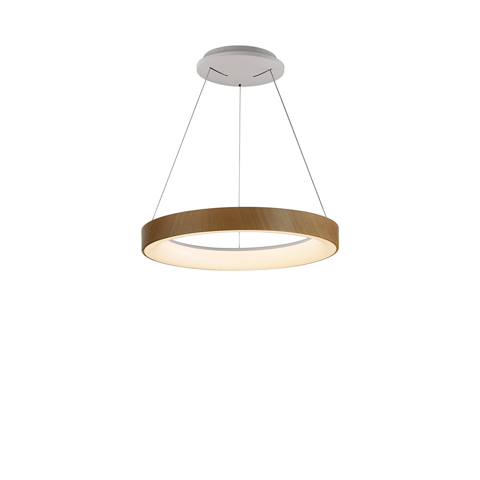M8017  Niseko Dimmable Pendant Ring 32W LED With Remote Wood